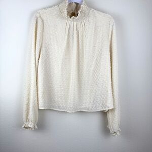 CODE X MODE Textured Polka Dot Ivory Turtleneck Blouse Business Casual / Size XL